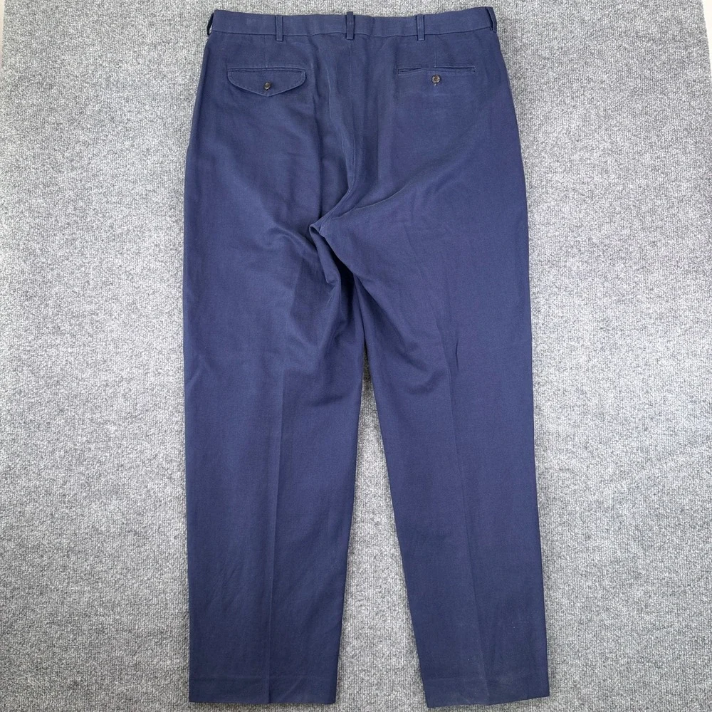 VTG Polo Golf Ralph Lauren Pants Mens 38x32 Blue Pleated Chino Cotton Silk Linen